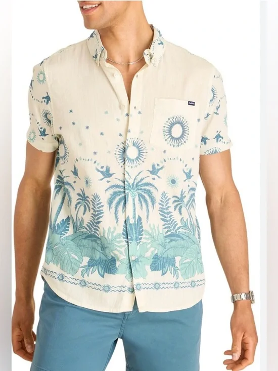 Chubbies Men’s Off White Tropical Friday Short-Sleeve Button-Down Shirt Sz XL - Picture 1 of 14